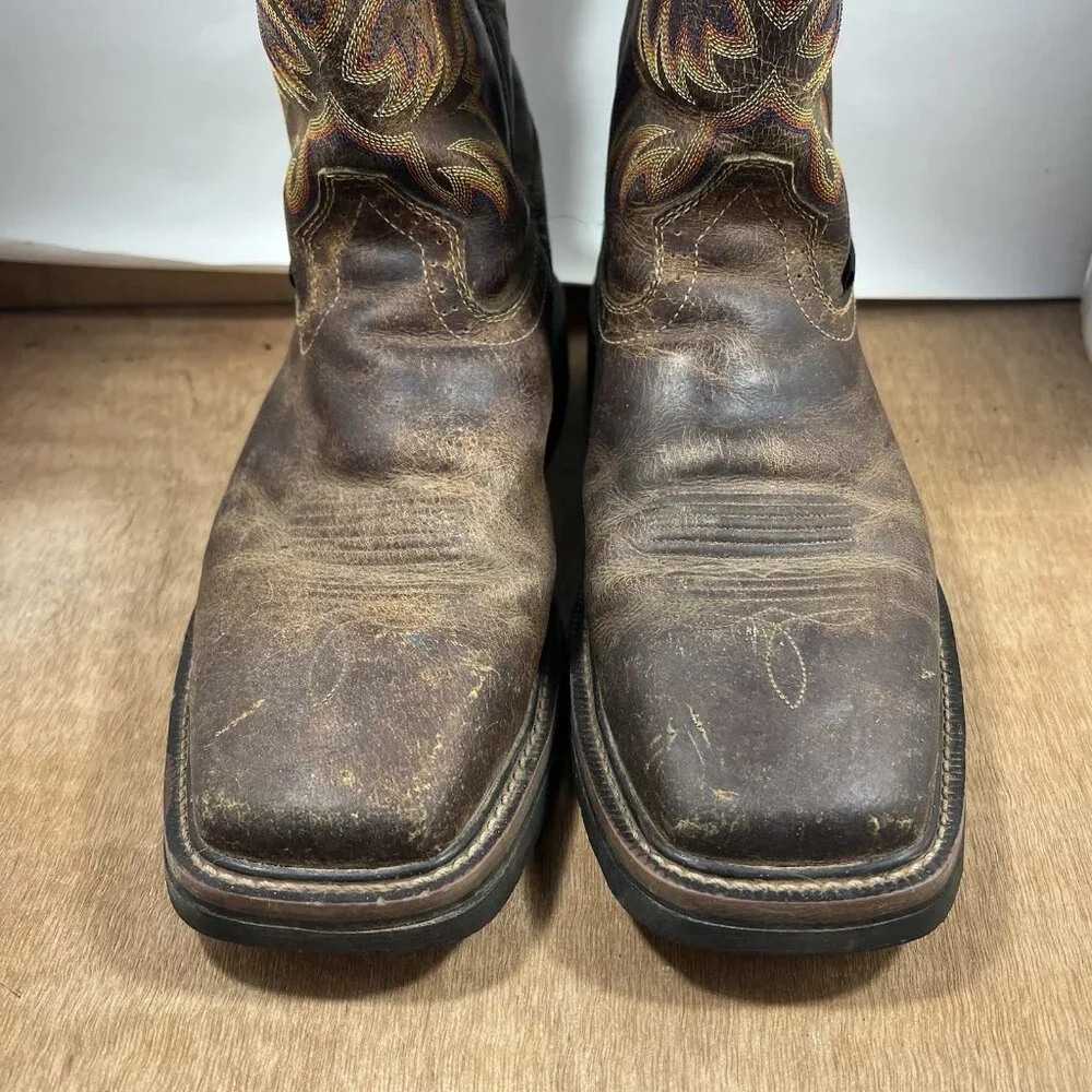 Justin Original Workboots Boots Mens Size 11.5 Brown Steel Toe Square Toe WK4682